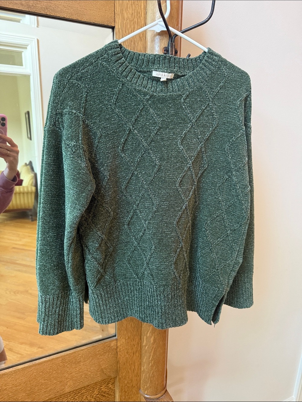 Deep Green Diamond Cable Knit Pullover